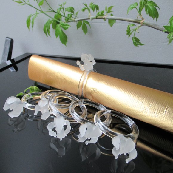 6 Glass Napkin Rings Unopened Spring Flower Bud - Picture 1 of 13